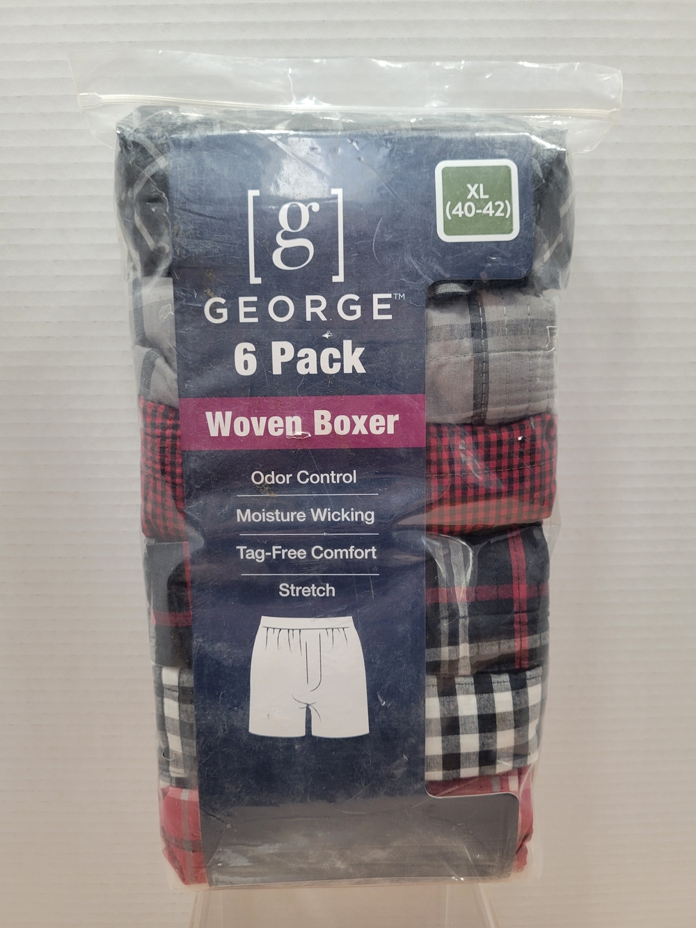 George 6-Pack Woven Boxers XL (40-42) Tag Free
